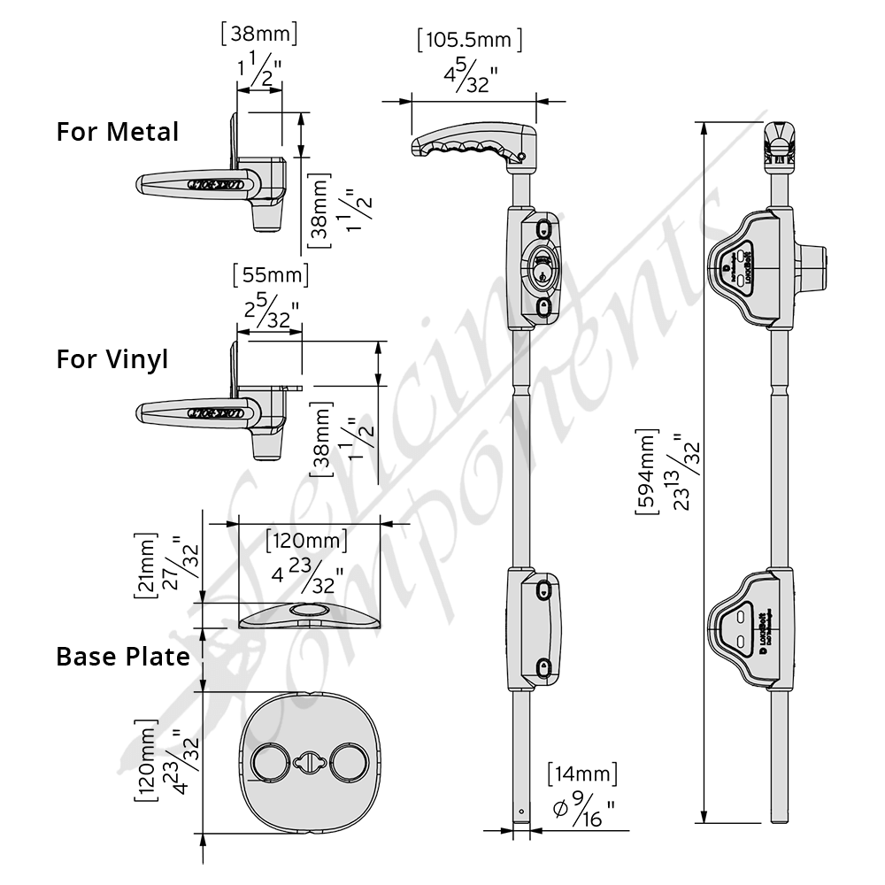 Fencing Components_D&D Drop Bolt 457mm Lockable