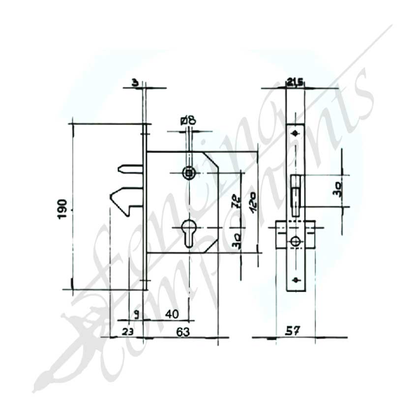 Sliding Gate Beak Lock (Suits 50x75 RHS)