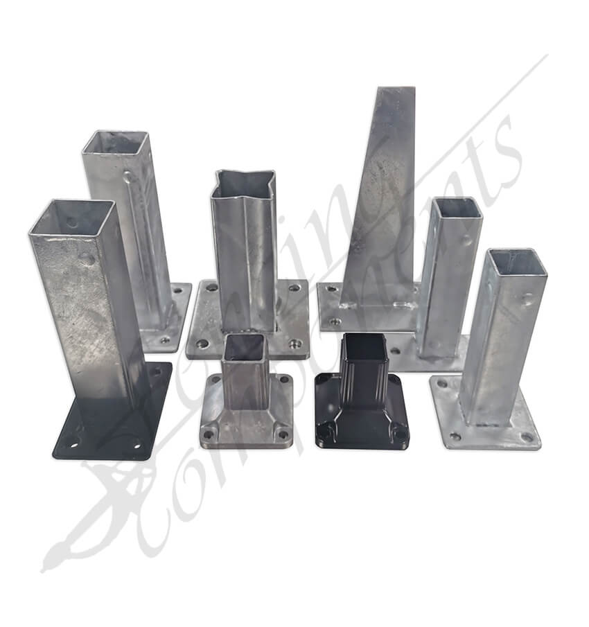 Fencing Components_Post Bracket 75x75x2.5 Hot Dip Gal (150x150x10mm Base Plate) (Butterfly Design)
