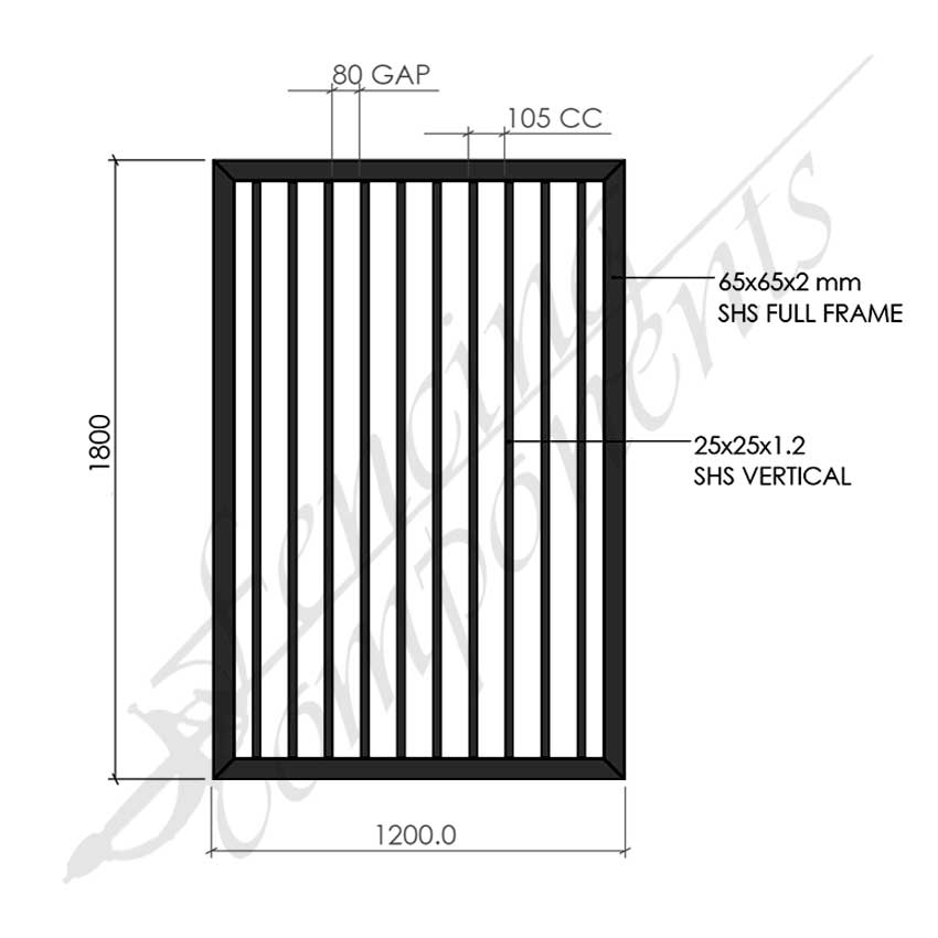 Steel Security Flat Top Pedestrian Gate HVY (Gap 80, CD105) DET SCHOOL SPEC - Zinc Primer HD - Satin Black