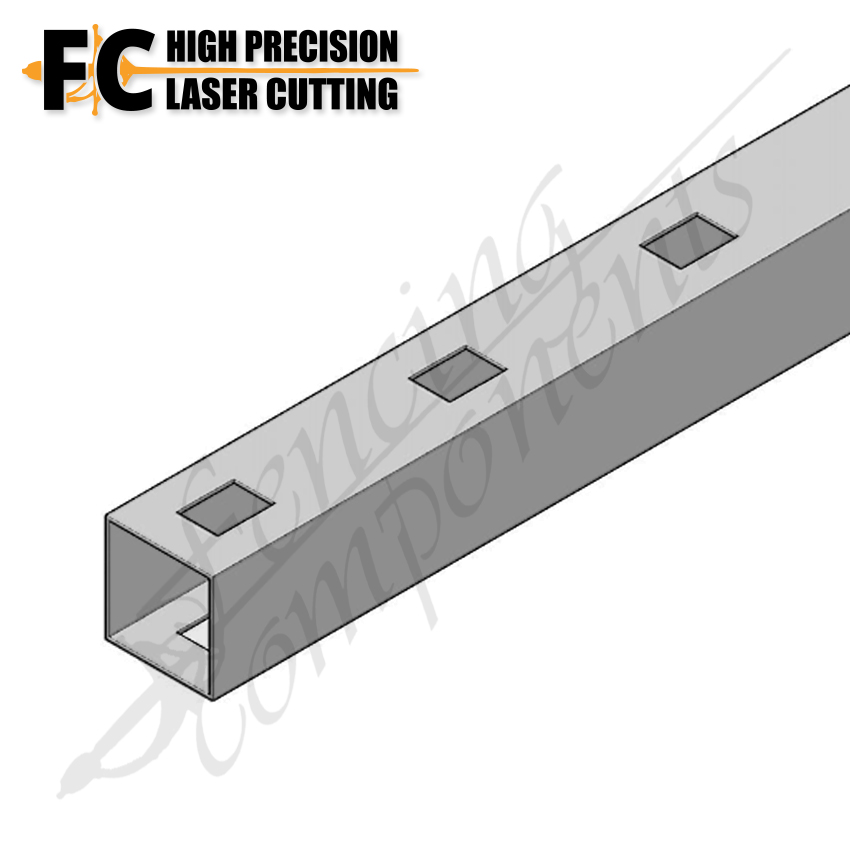 65x65mm Gal Punched Rail - 2mm (25x40 - 115mm Centres - 7800mm)(Double Raked)
