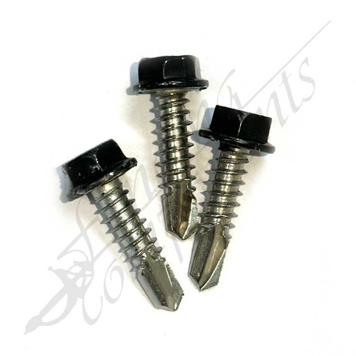[CLEAR-141425] Clearance - #14-14x25 Tek Screw Hex Head - Satin Black (100/Bag)