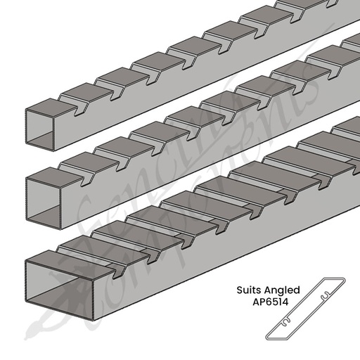Aluminium Punched - 78x13.5mm Slotted Angled Blade (38mm Gap) - 6500mmL