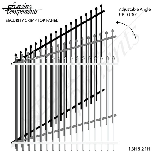 [SP2421-115-ADJ] Adjustable Rakeable Steel Security Crimp Top Panel (0–35.8° Rake) – DET Gap (2100H x 2400W)